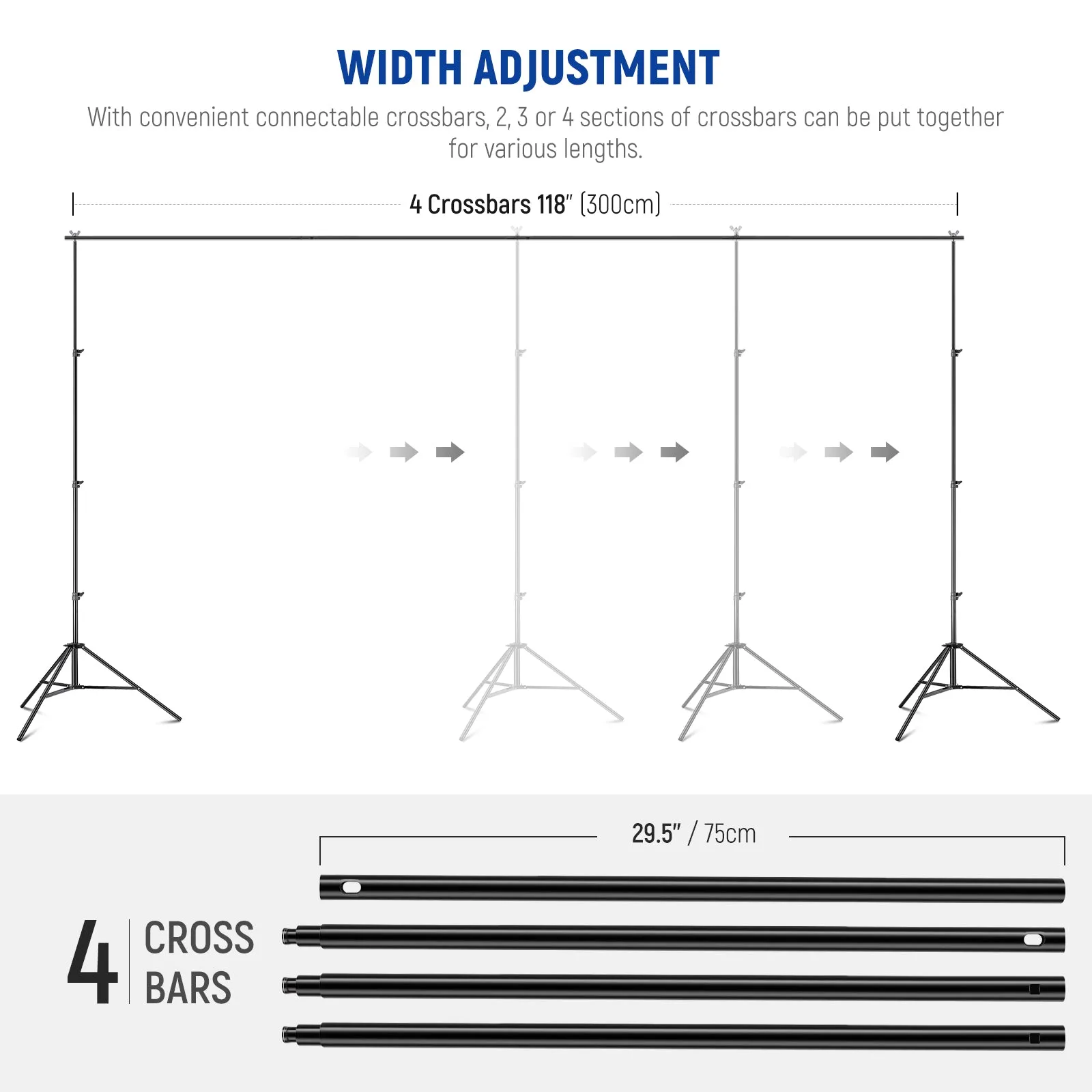 NEEWER 2.6x3m Adjustable Backdrop Stand Kit