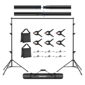 NEEWER 3x2.6m / 10x8.5ft Adjustable Backdrop Stand Kit with Clamps & Sandbags