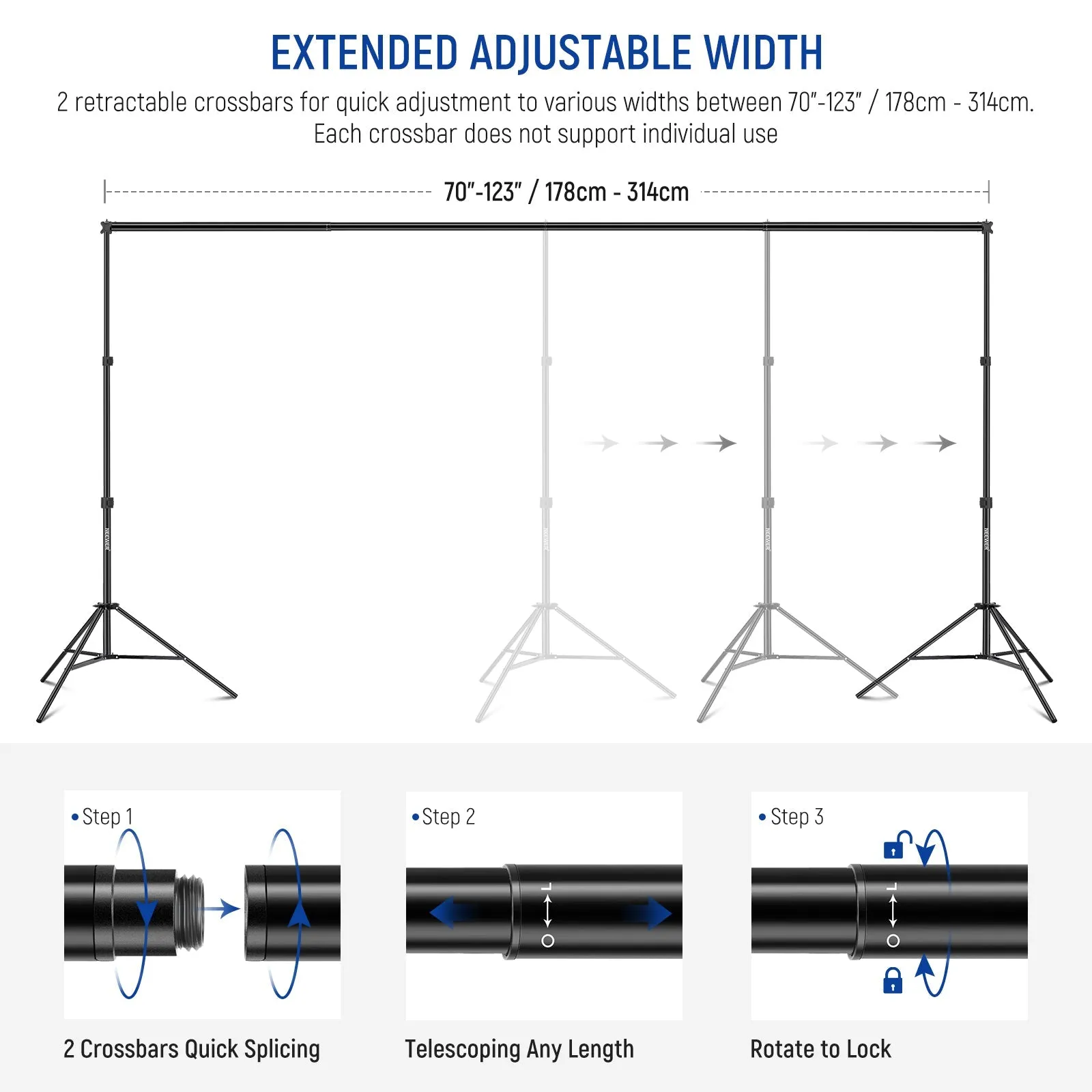 NEEWER 7ft x 10.3ft/2.1m x 10.3m Photo Studio Backdrop Support System