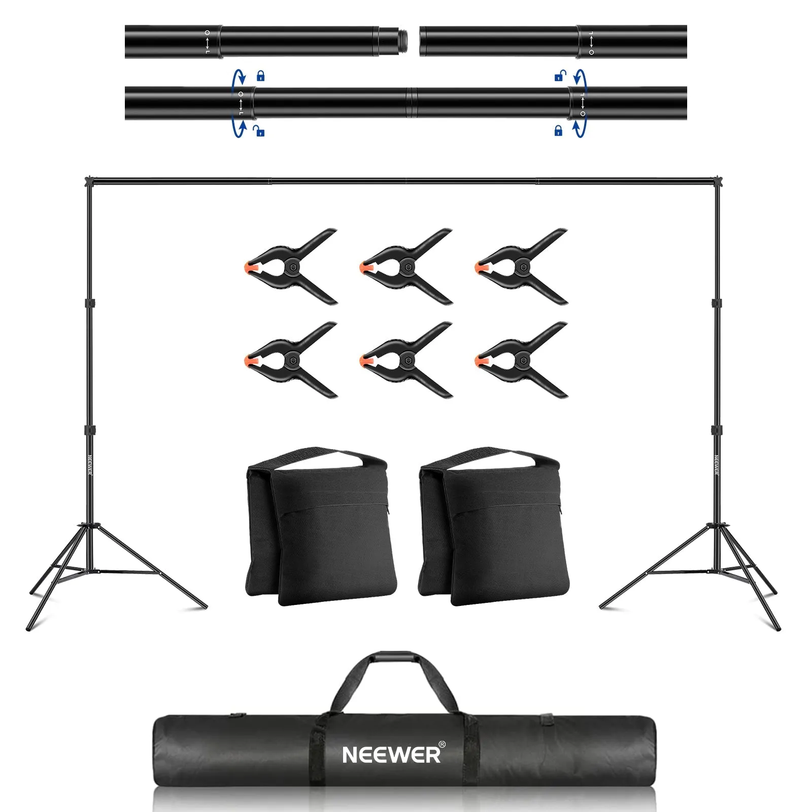 NEEWER 7ft x 10.3ft/2.1m x 10.3m Photo Studio Backdrop Support System