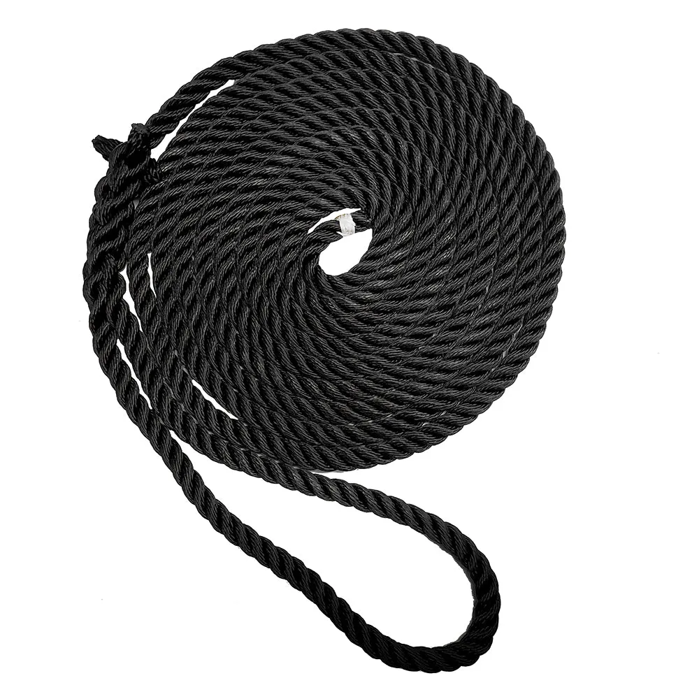 New England Ropes 1/2" Premium 3-Strand Dock Line - Black - 25 [C6054-16-00025]