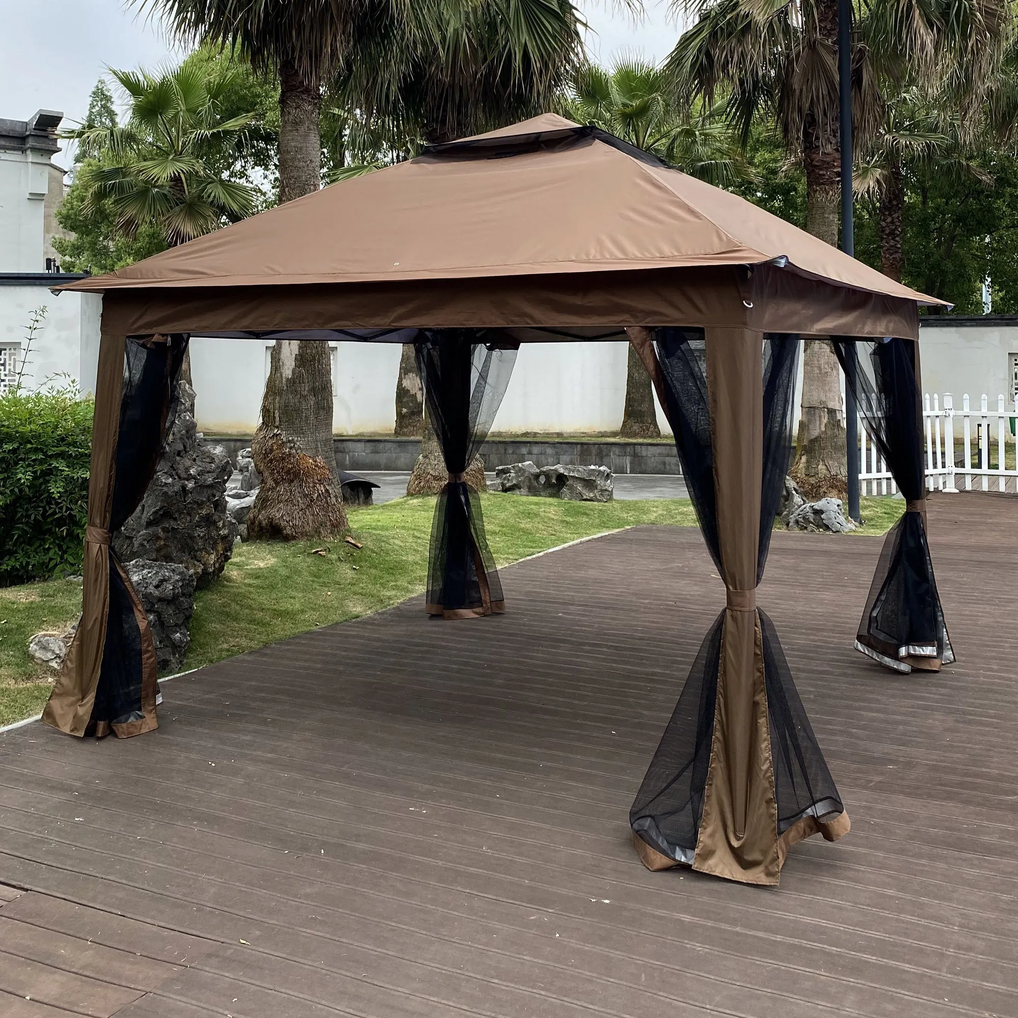 Nita 11 x 11 ft Outdoor Gazebo Canopy - Brown