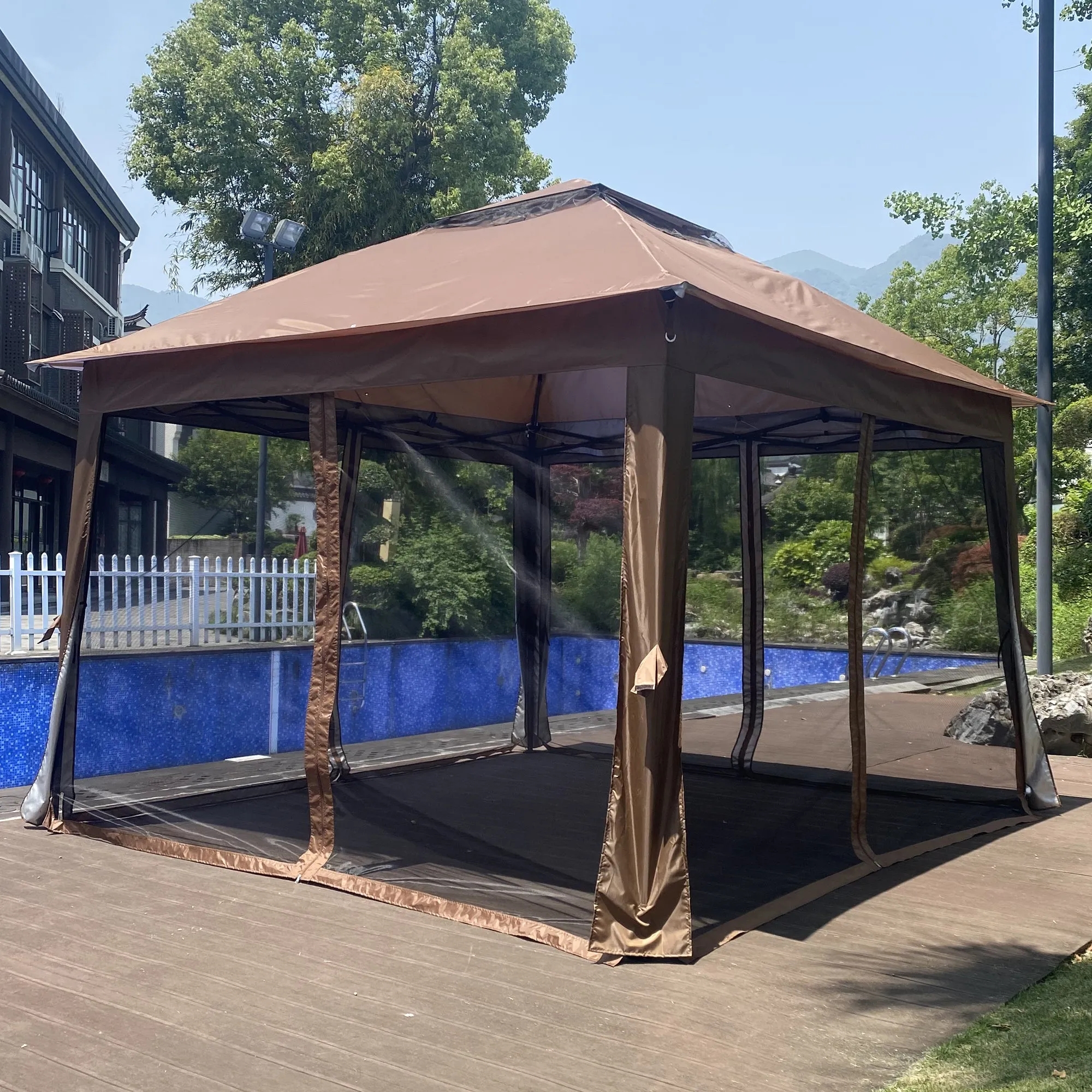 Nita 11 x 11 ft Outdoor Gazebo Canopy - Brown