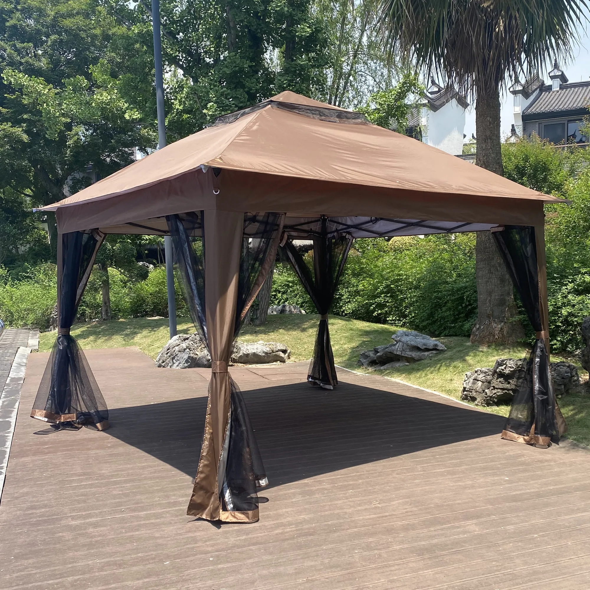 Nita 11 x 11 ft Outdoor Gazebo Canopy - Brown