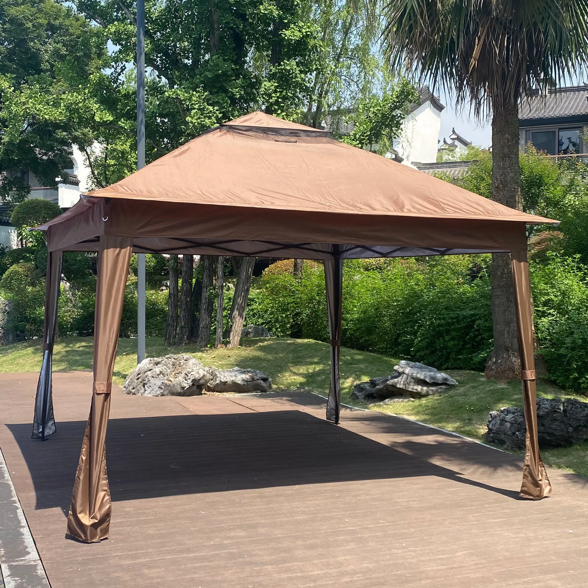 Nita 11 x 11 ft Outdoor Gazebo Canopy - Brown