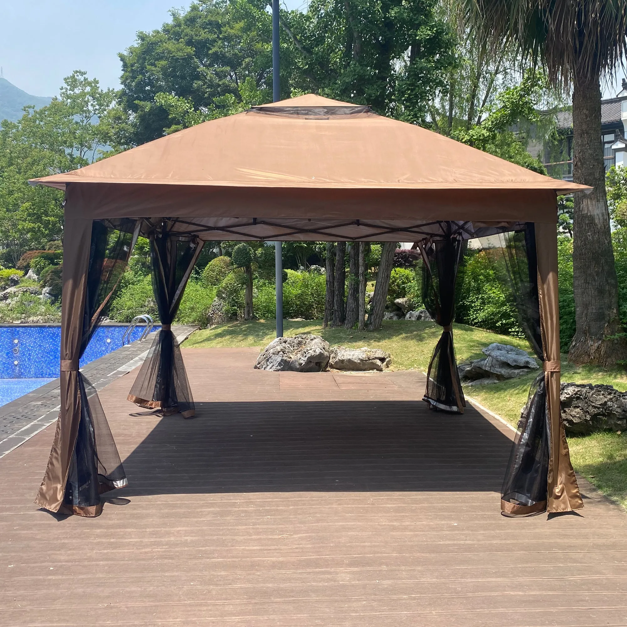 Nita 11 x 11 ft Outdoor Gazebo Canopy - Brown