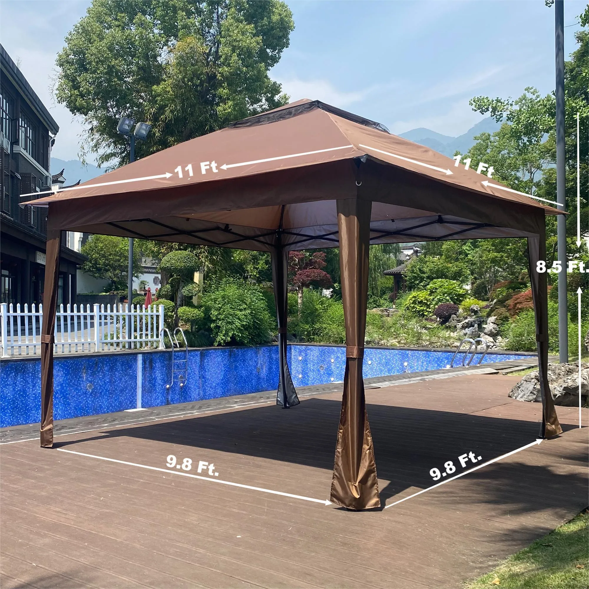 Nita 11 x 11 ft Outdoor Gazebo Canopy - Brown