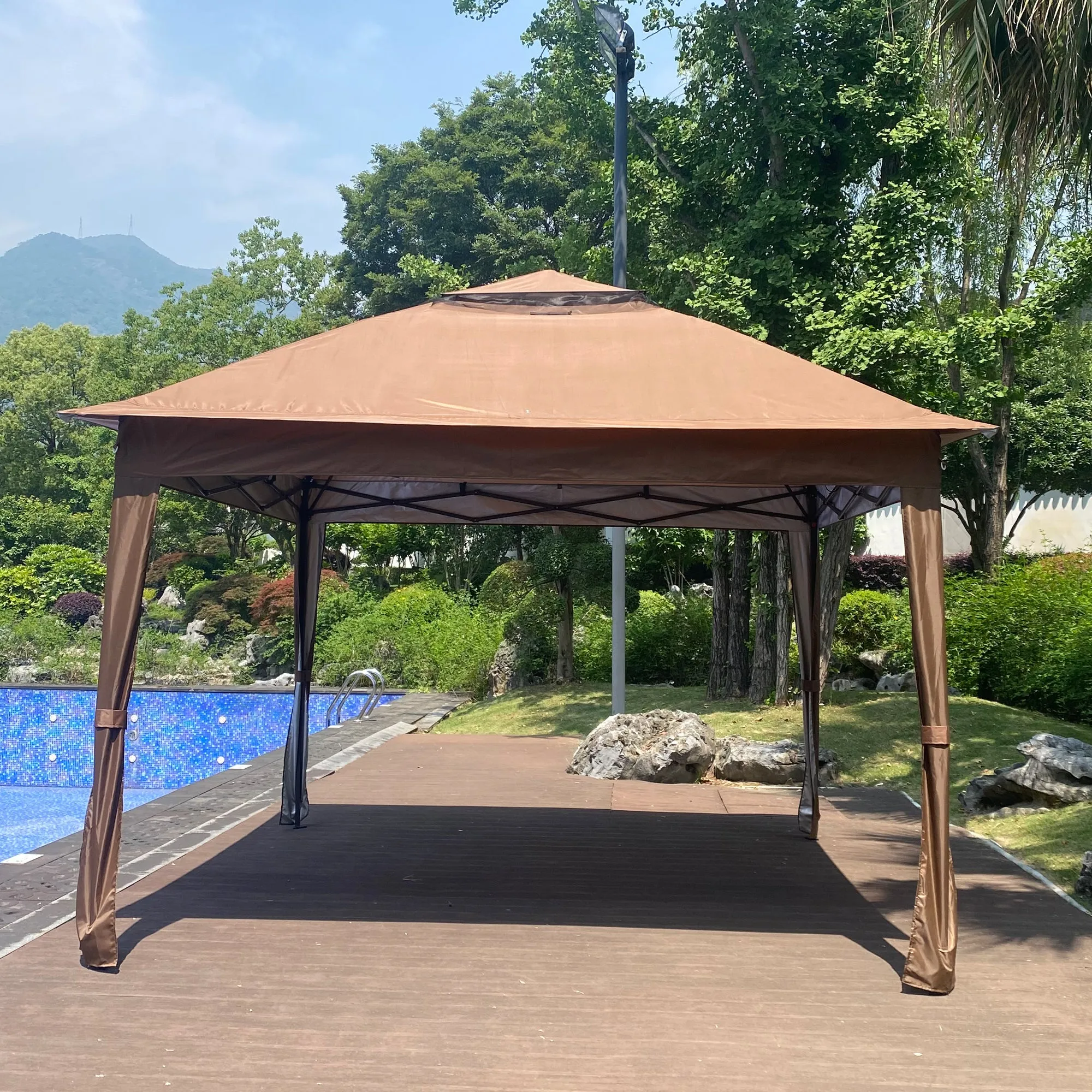 Nita 11 x 11 ft Outdoor Gazebo Canopy - Brown