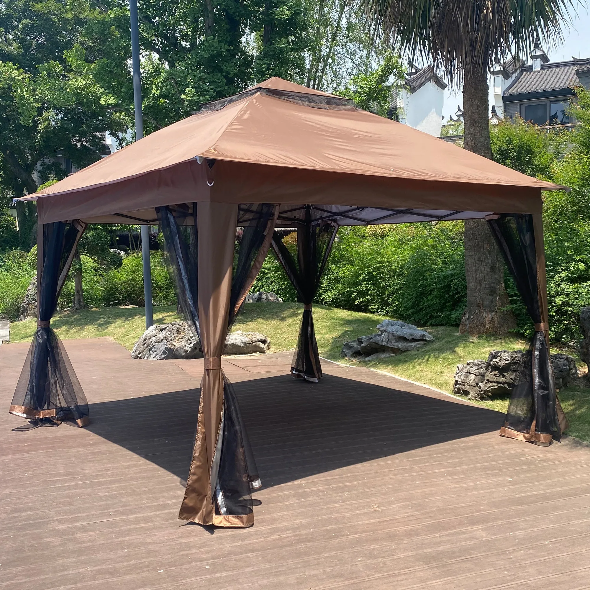 Nita 11 x 11 ft Outdoor Gazebo Canopy - Brown