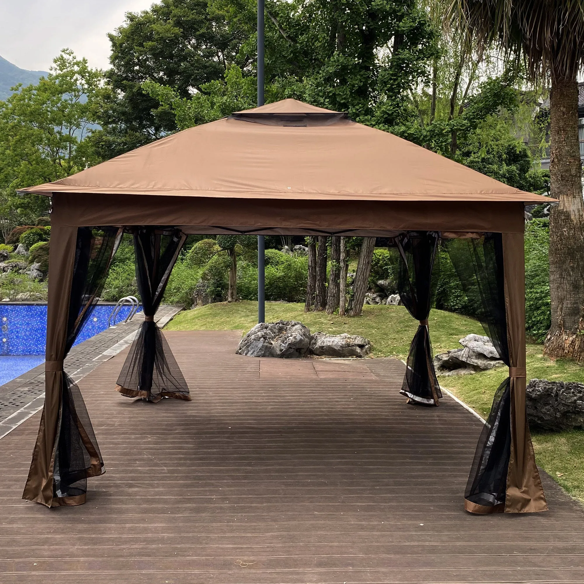 Nita 11 x 11 ft Outdoor Gazebo Canopy - Brown