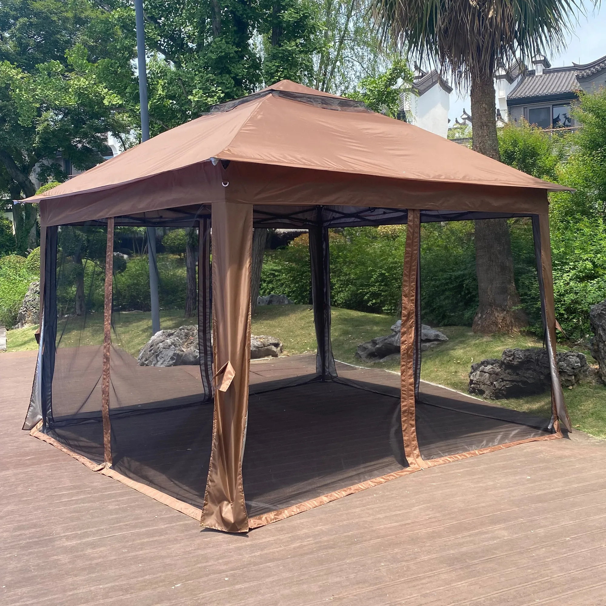 Nita 11 x 11 ft Outdoor Gazebo Canopy - Brown