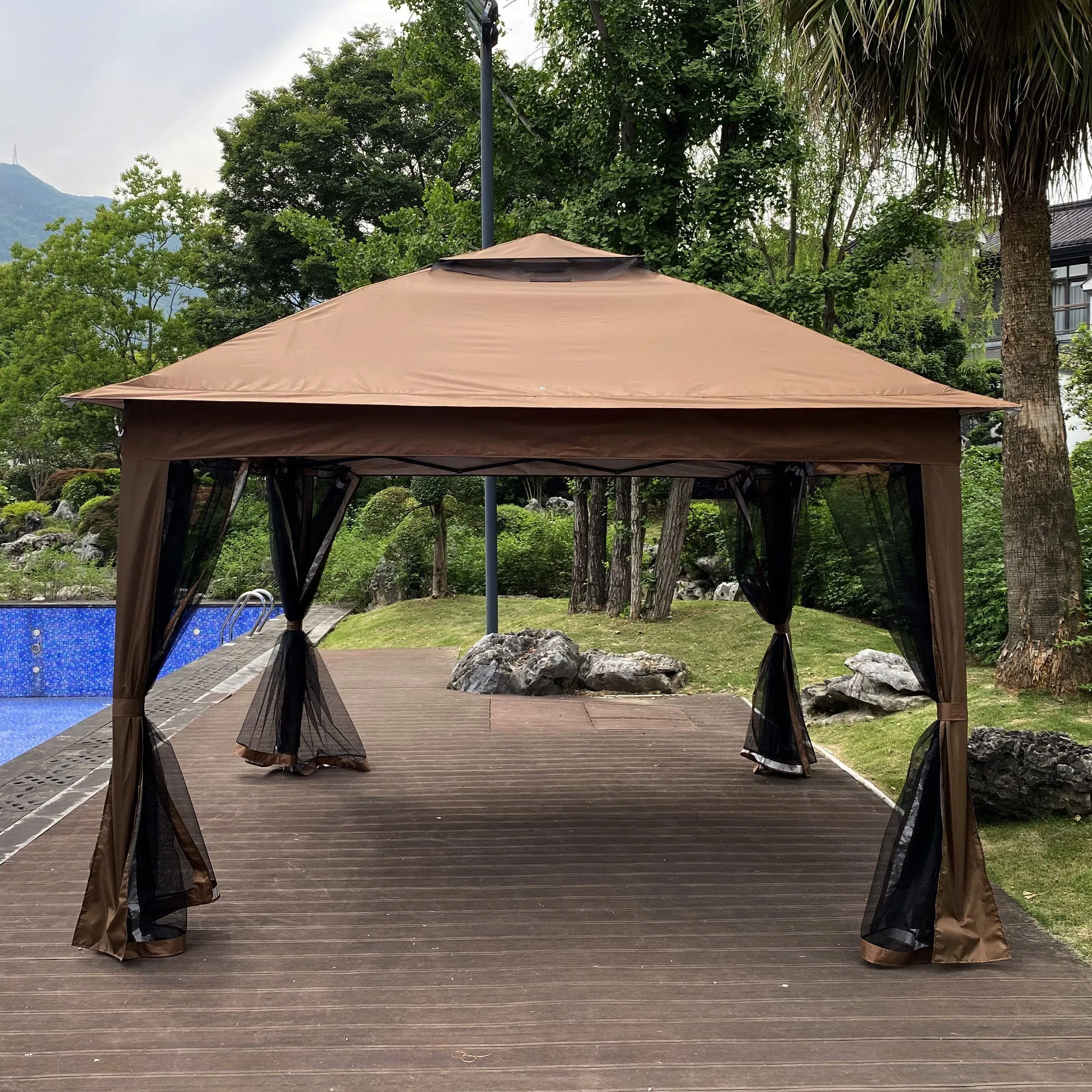 Nita 11 x 11 ft Outdoor Gazebo Canopy - Brown