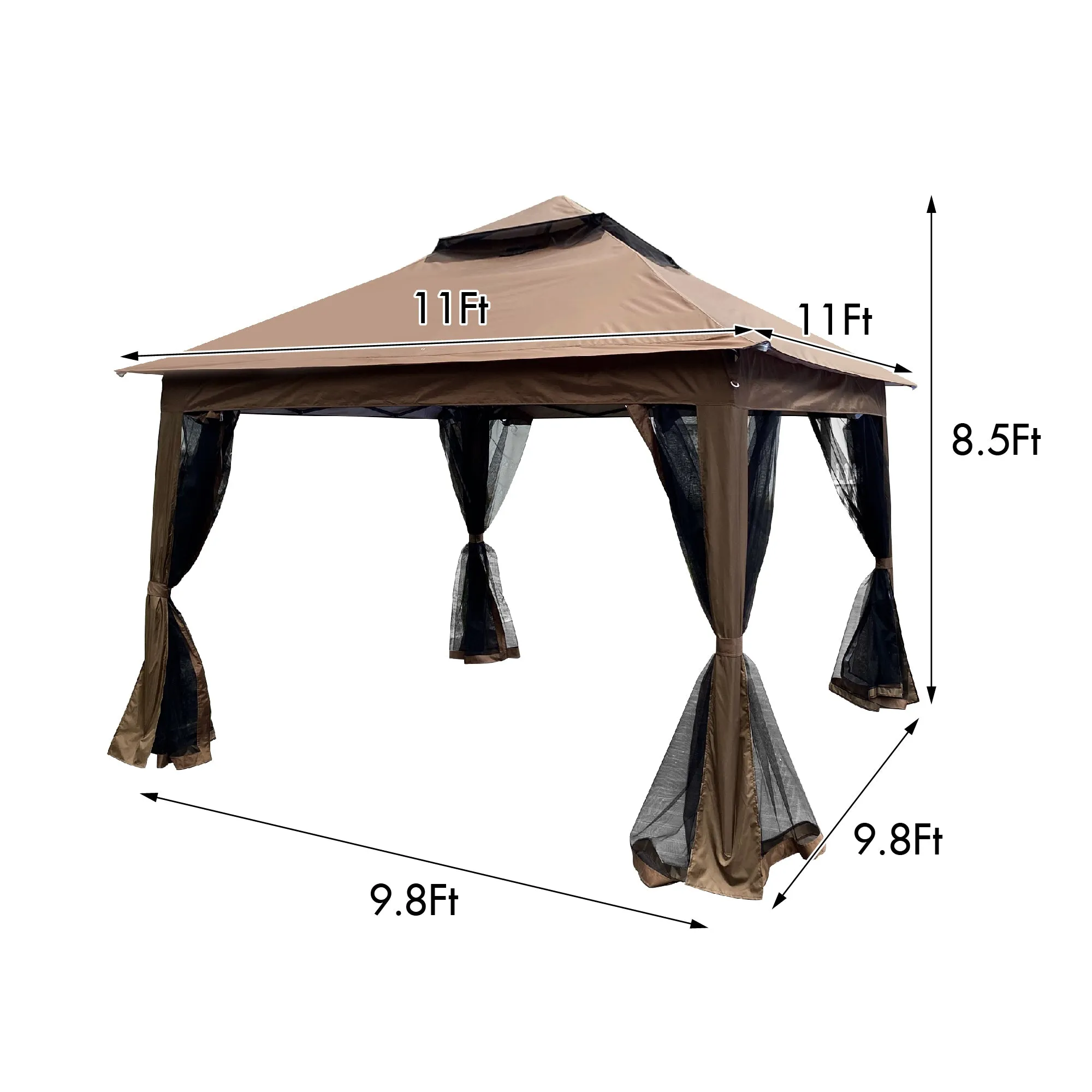 Nita 11 x 11 ft Outdoor Gazebo Canopy - Brown