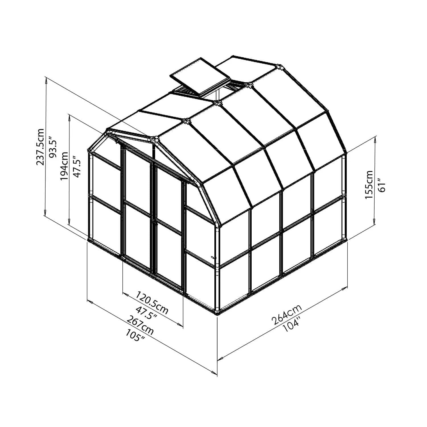 Palram - Canopia | 8x8 Ft Prestige Diffused Greenhouse Kit Package - Green With 6mm Twin-wall Polycarbonate Glazing