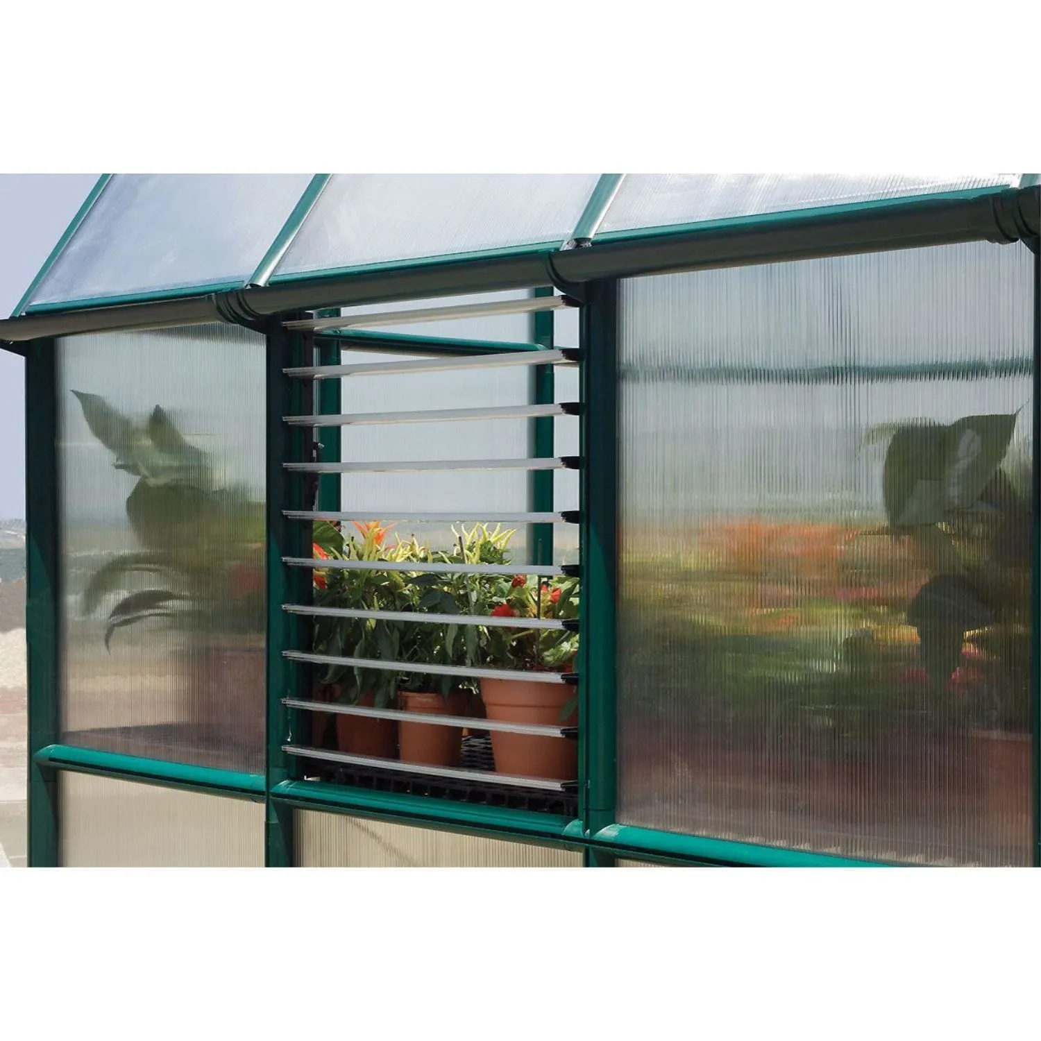 Palram - Canopia | 8x8 Ft Prestige Diffused Greenhouse Kit Package - Green With 6mm Twin-wall Polycarbonate Glazing