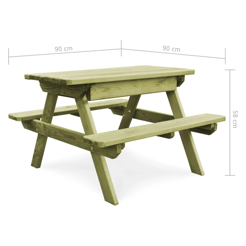 Picnic Table with Benches 90x90x58 cm Impregnated Pinewood