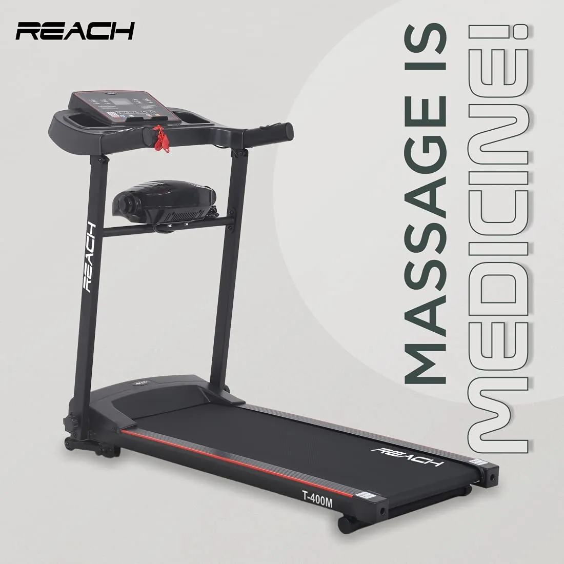 Reach T-400M [4HP Peak] Multipurpose Automatic Treadmill with Manual Incline and Massager Perfect for Home use - Electric Motorized Running Machine for Home Gym ( Max Speed 12km/hr)