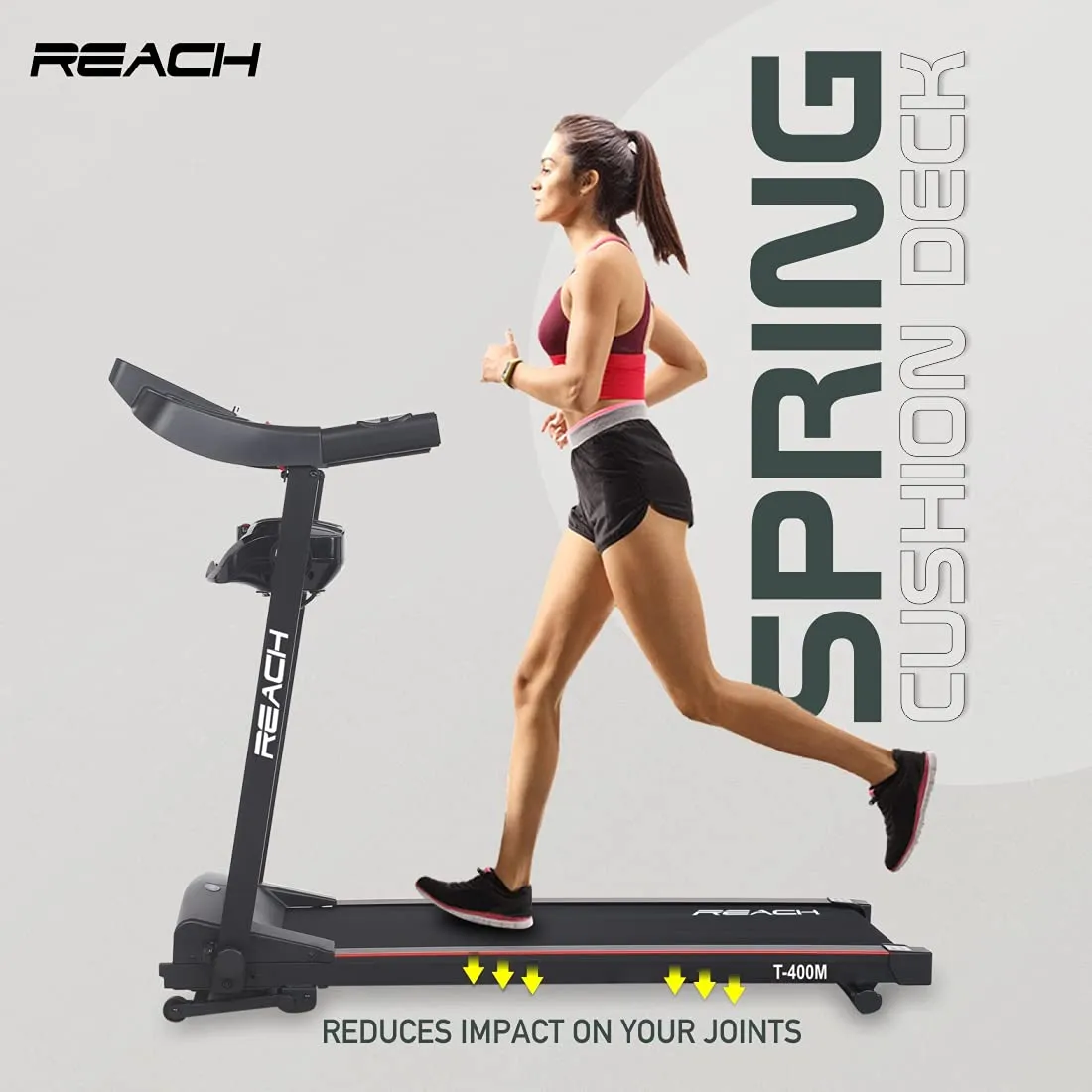 Reach T-400M [4HP Peak] Multipurpose Automatic Treadmill with Manual Incline and Massager Perfect for Home use - Electric Motorized Running Machine for Home Gym ( Max Speed 12km/hr)