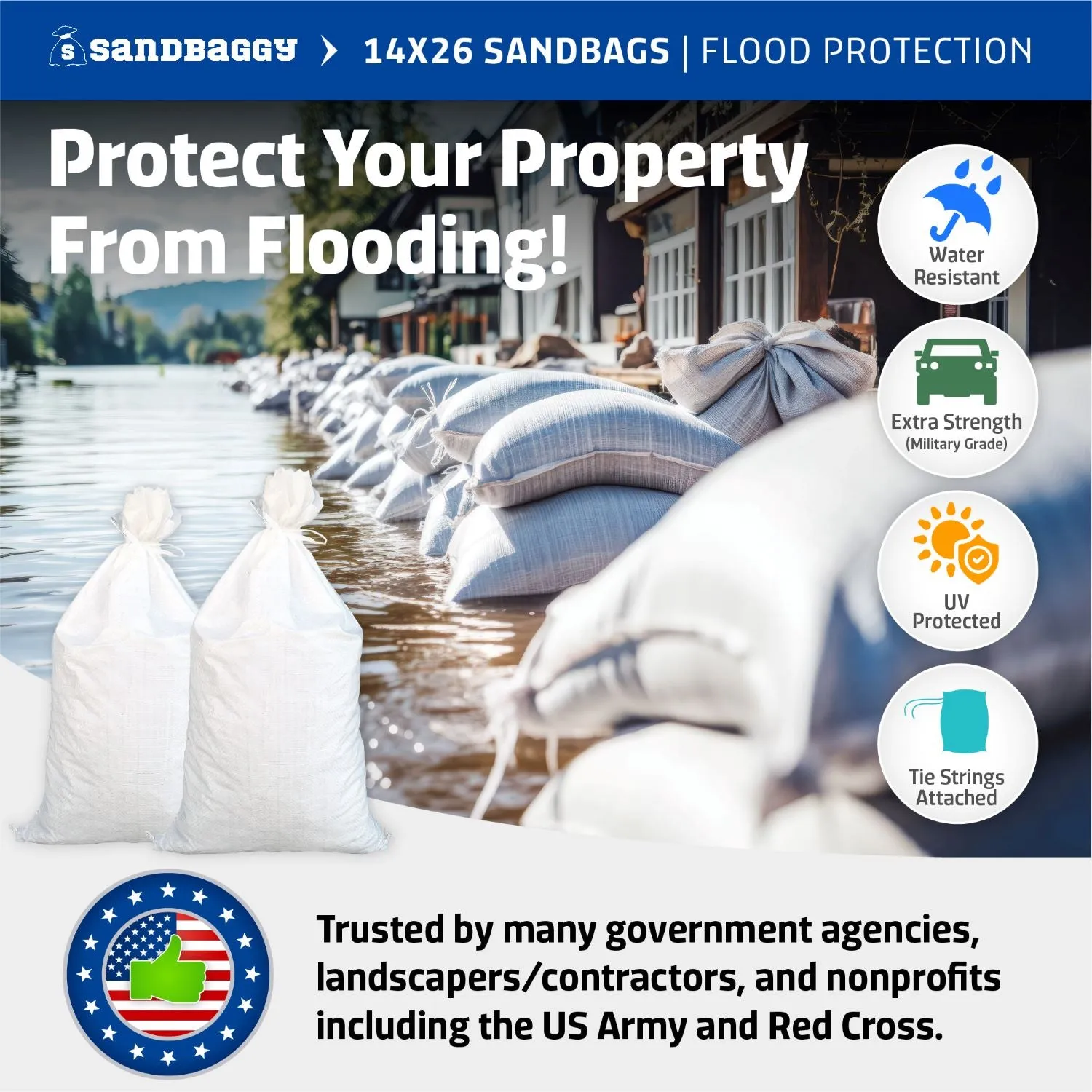 Sandbags For Flooding - 14” x 26” - Empty Woven Polypropylene