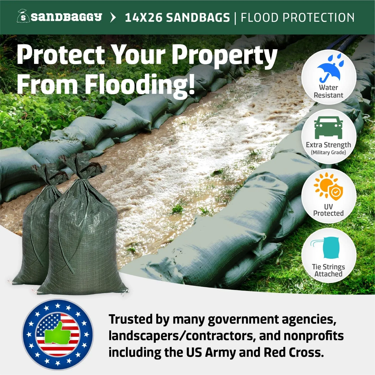 Sandbags For Flooding - 14” x 26” - Empty Woven Polypropylene