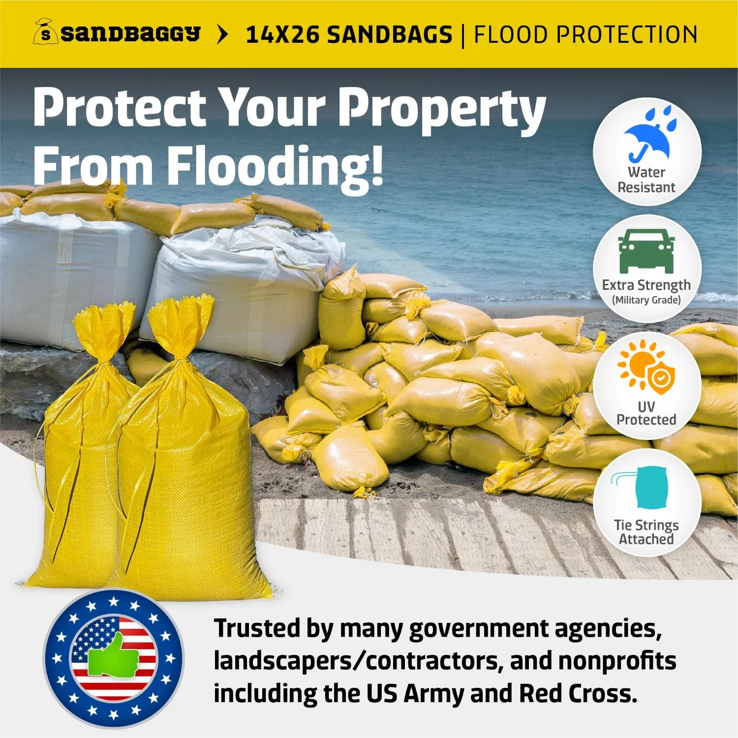 Sandbags For Flooding - 14” x 26” - Empty Woven Polypropylene