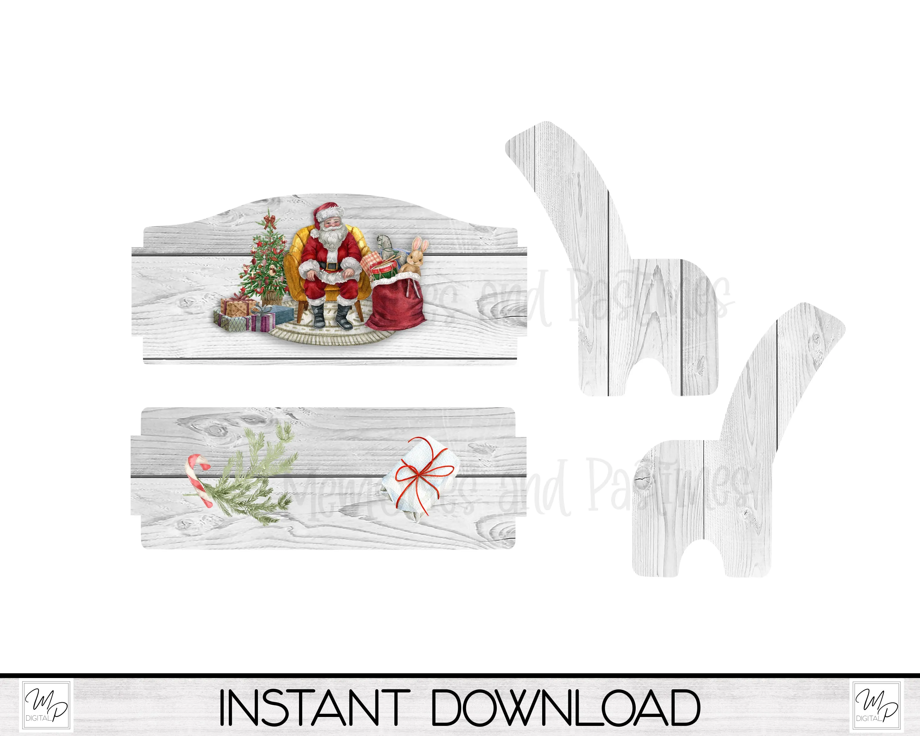 Santa Bench PNG for Sublimation, Sublimation Design for Tiered Tray Benches, Digital Download, MSS Blank Design