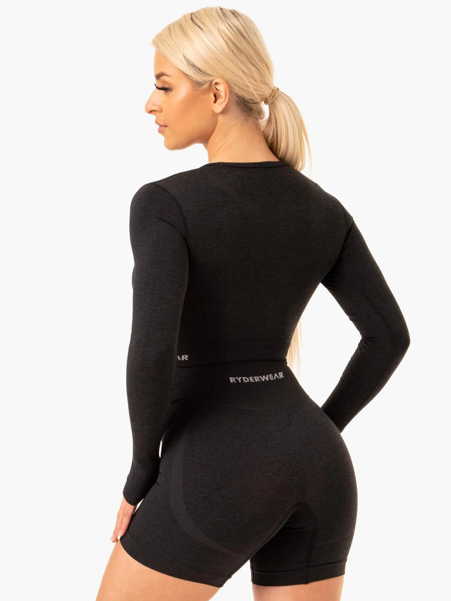 Sculpt Seamless Long Sleeve Top - Black Marl