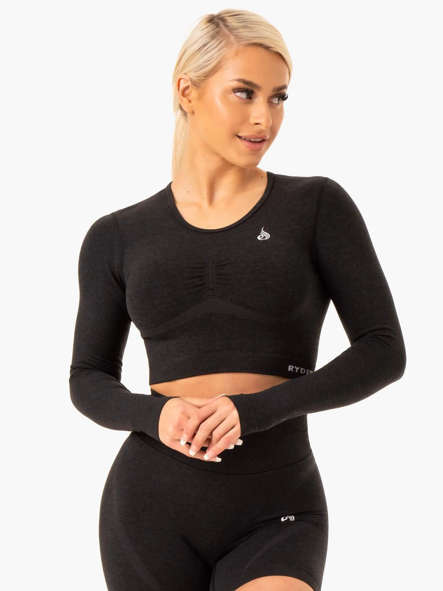 Sculpt Seamless Long Sleeve Top - Black Marl