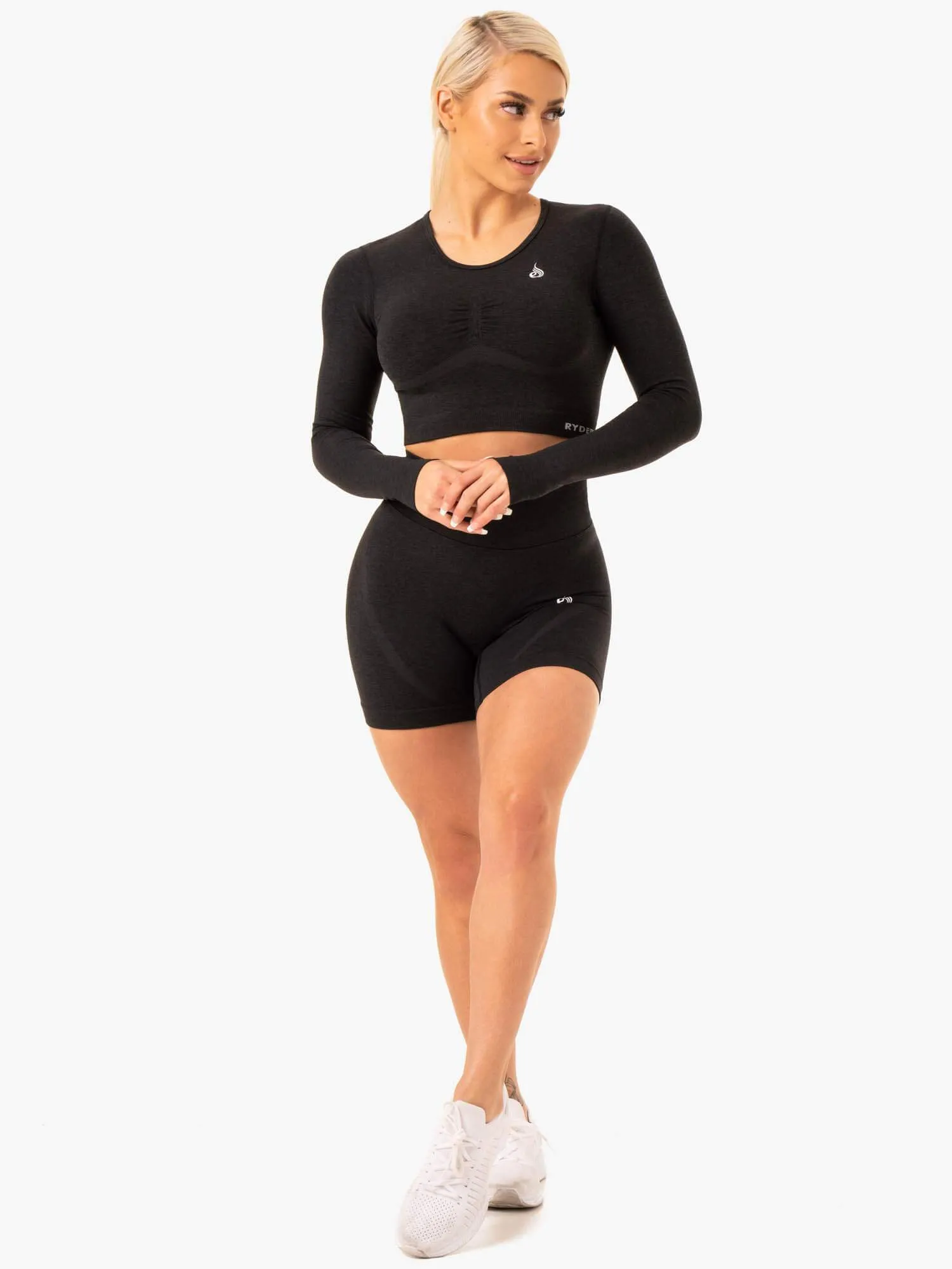 Sculpt Seamless Long Sleeve Top - Black Marl