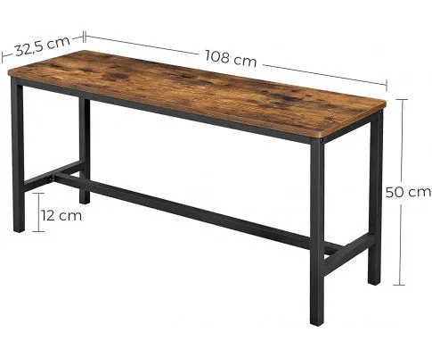 Set of 2 Table Benches Industrial Style Durable Metal Frame 108 x 32.5 x 50 cm Rustic Brown