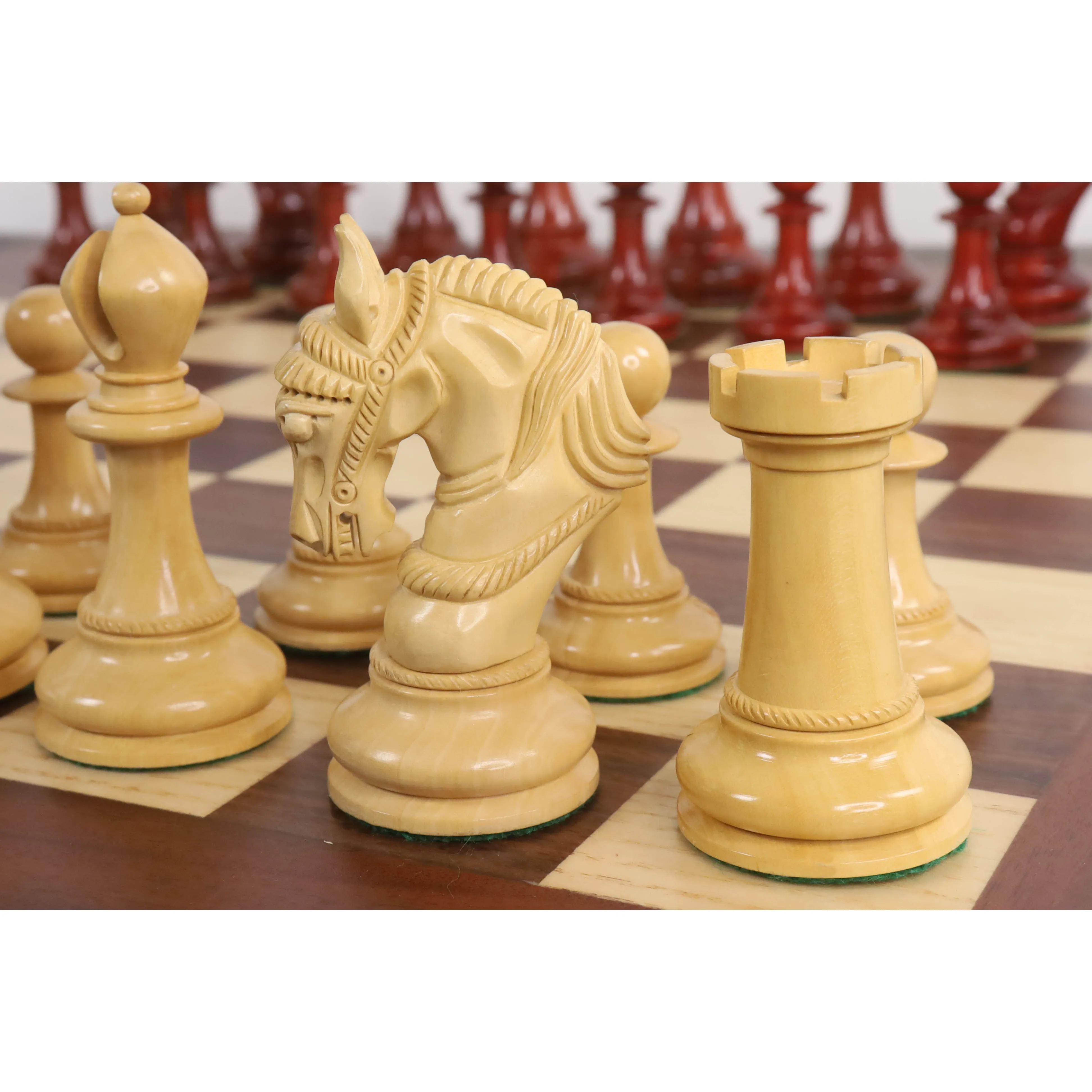 Slightly Imperfect 4.5" Imperator Luxury Staunton Chess Set - Chess Pieces Only - Bud Rosewood - Triple Weight