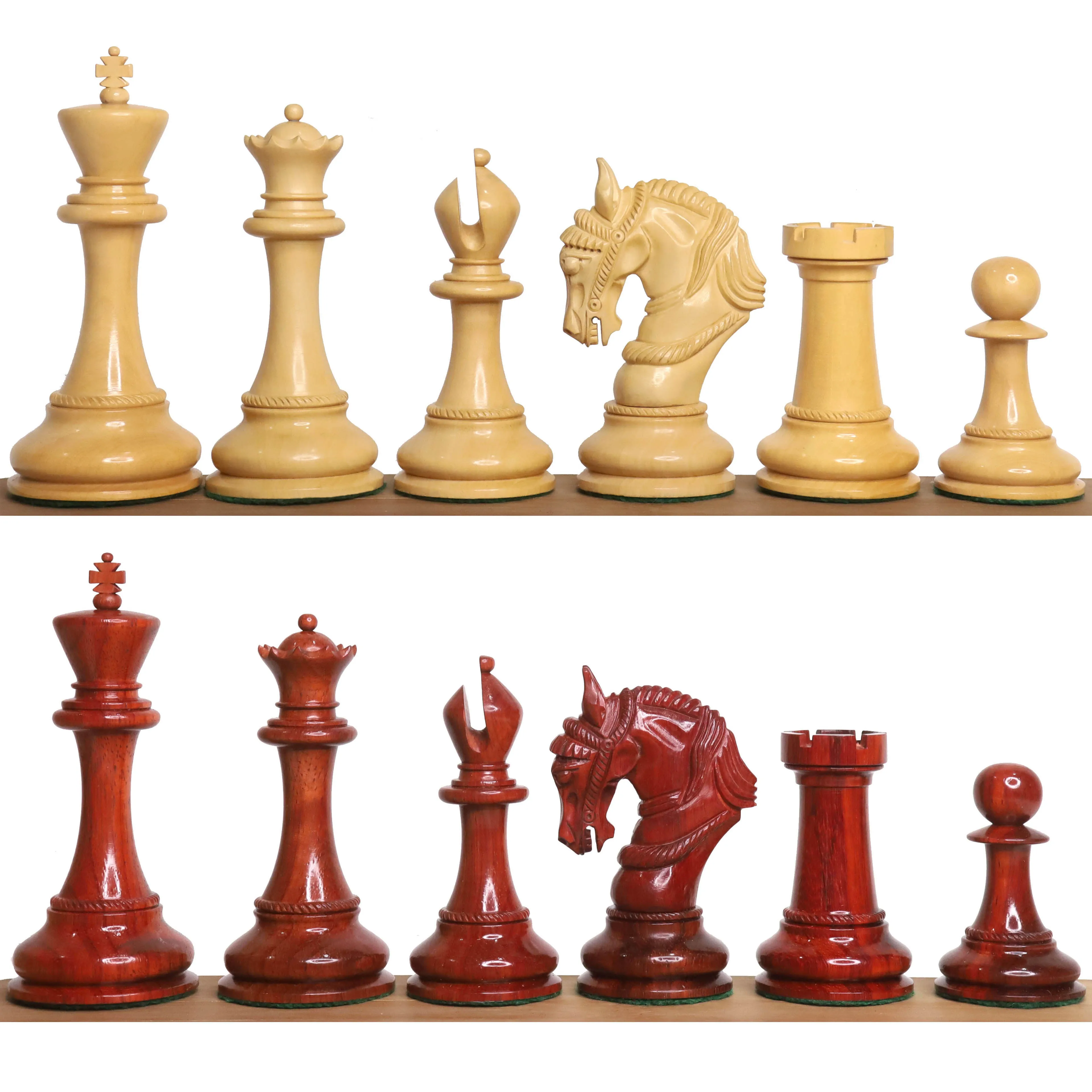 Slightly Imperfect 4.5" Imperator Luxury Staunton Chess Set - Chess Pieces Only - Bud Rosewood - Triple Weight