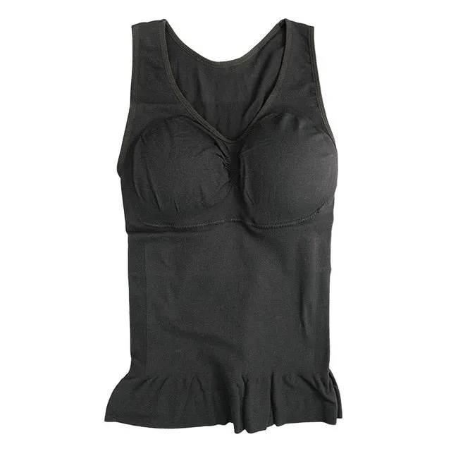 Slim Up Lift Plus Size Bra Tank Top Body Removable Underwear Vest Corset Shapewear p