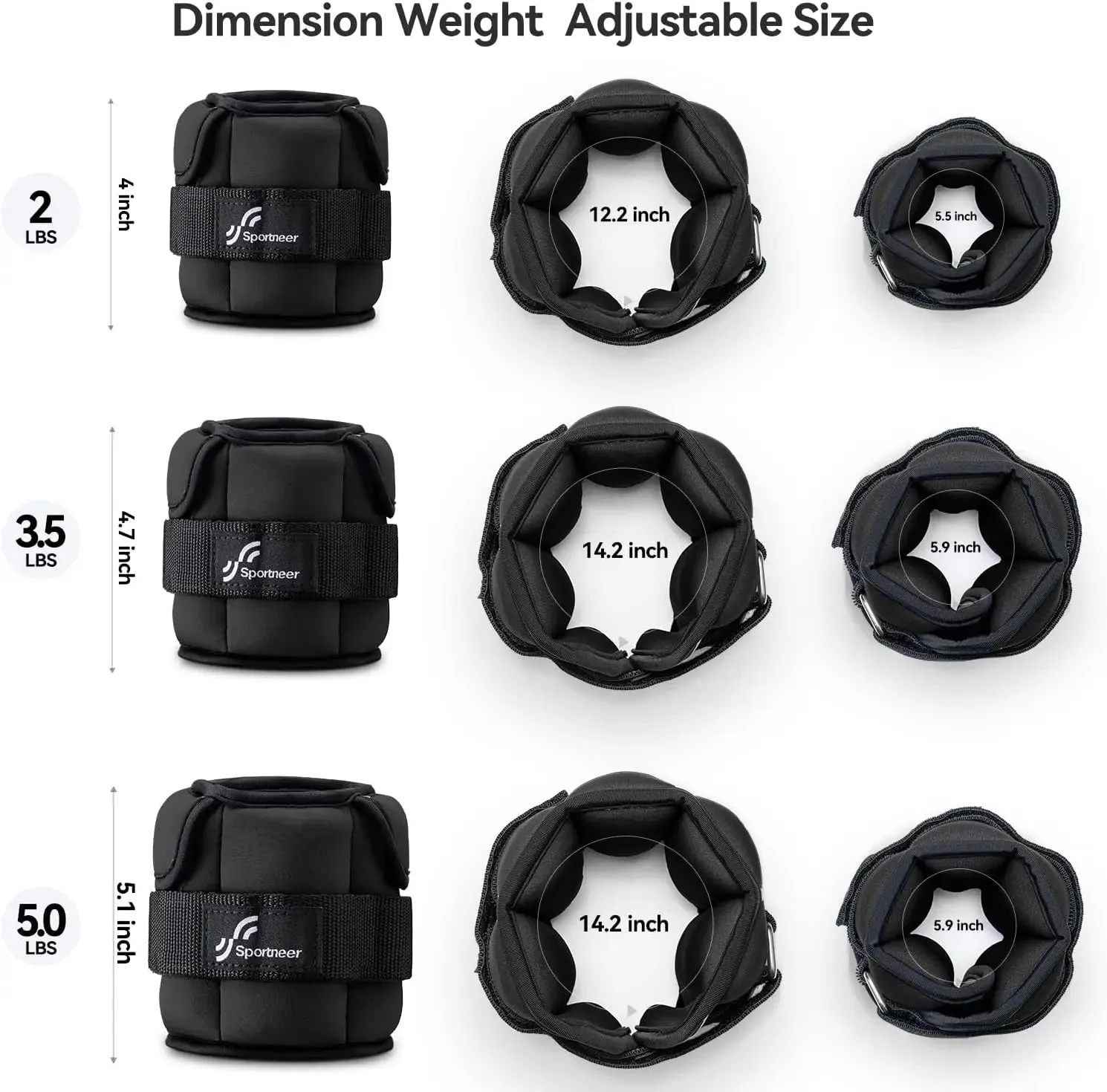 Sportneer Adjustable Wrist and Ankle Weights for Young Stroke Survivors - 1 Pair, 1-10 lbs, Perfect for Recovery and Fitness