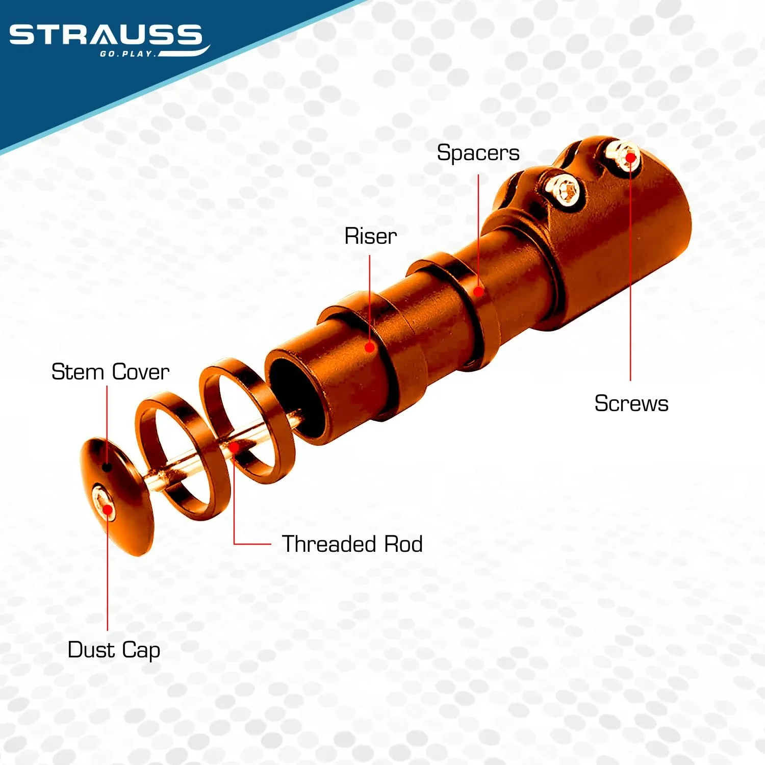 STRAUSS Cycle Handlebar | Cycle Heads Up Stem Riser Adaptor | Cycle Handle Extension | Cycle Accessories | Adjustable Cycle Handle Bar Stem Raiser | Enhanced Control and Stability, (Orange)