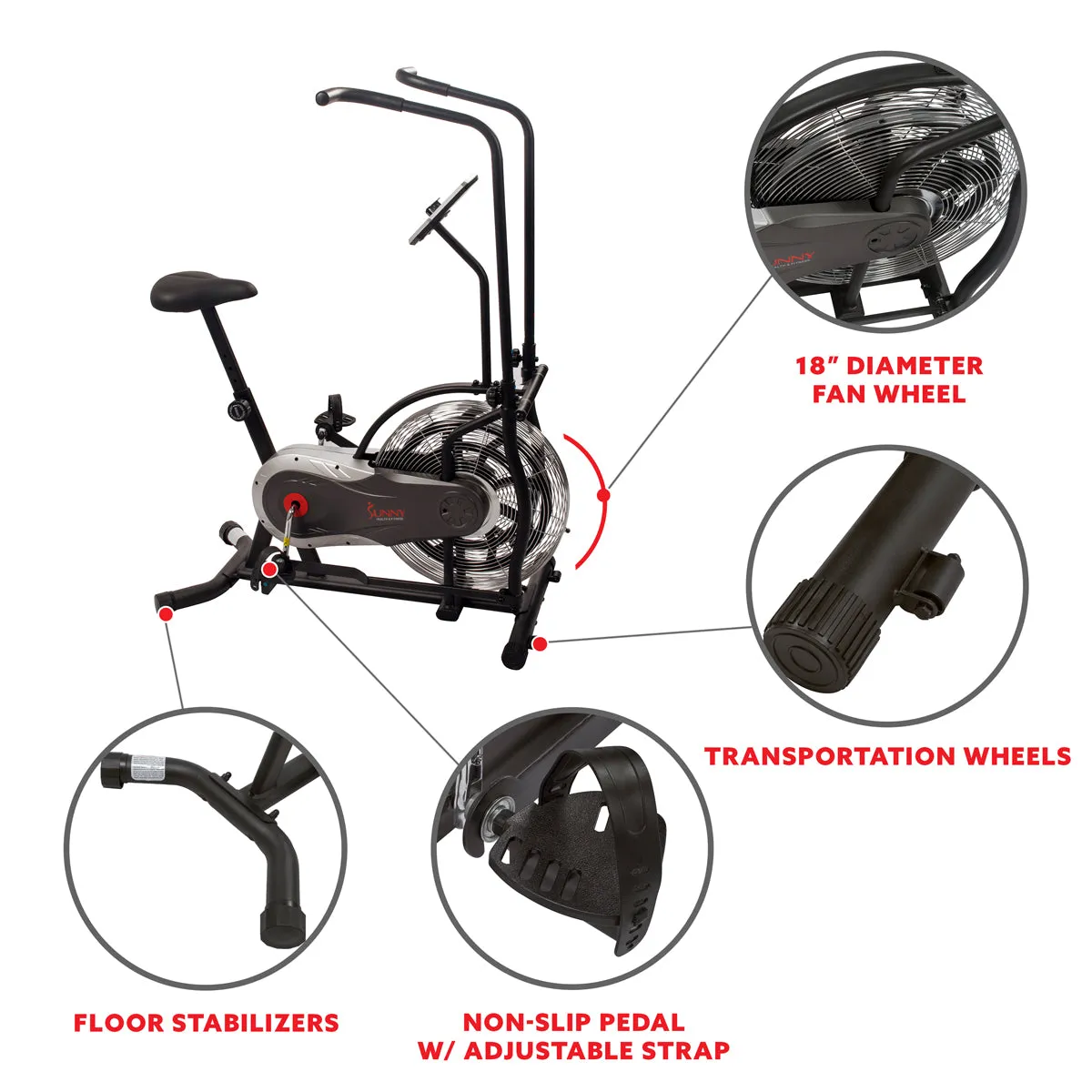 Sunny Strength™ Zephyr Air Bike, Fan Exercise Bike w/ Air Resistance Indoor Cycling