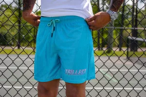 Trillest Turquoise Mesh Running Shorts