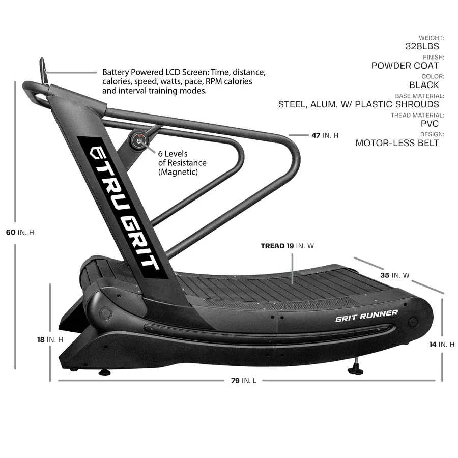 Tru Grit Runner Curved Manual Treadmill