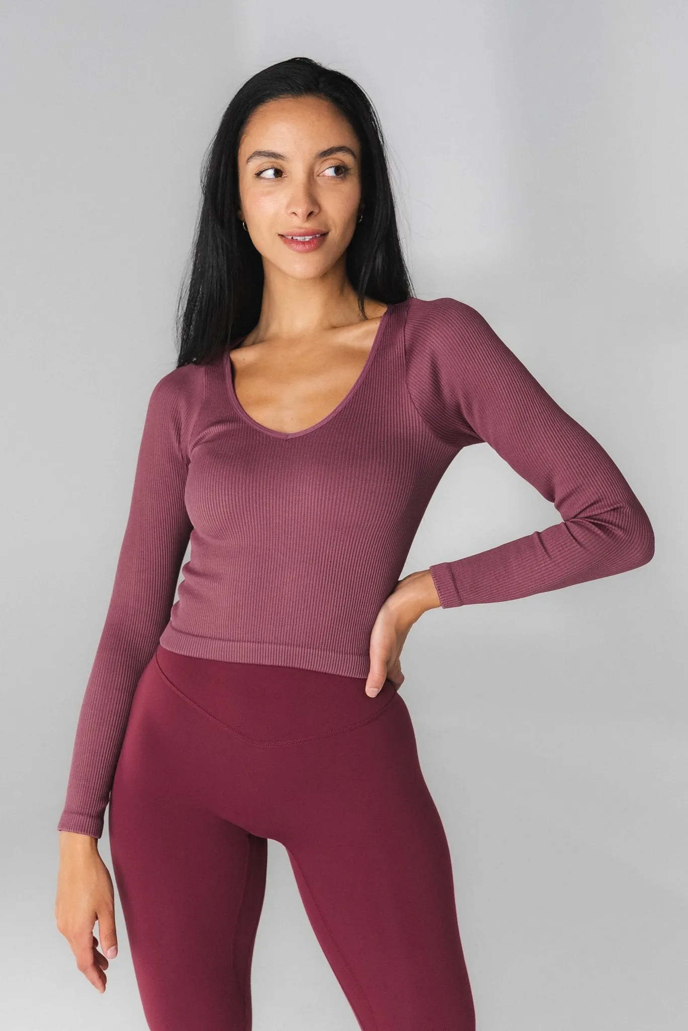 Vitality Synergy V Long Sleeve - Mauve